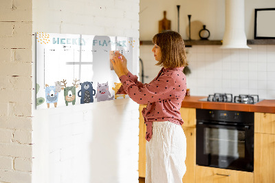 Beschreibbare magnettafel Wochenplaner für Kinder