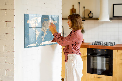 Beschreibbare magnettafel küche Vintage-Weltkarte