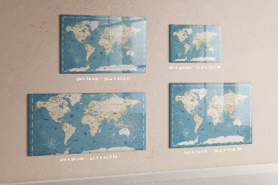 Beschreibbare magnettafel küche Vintage-Weltkarte