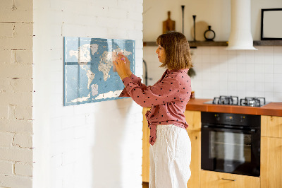 Beschreibbare magnettafel küche Vintage-Weltkarte