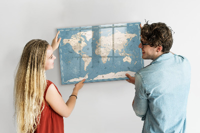 Beschreibbare magnettafel küche Vintage-Weltkarte