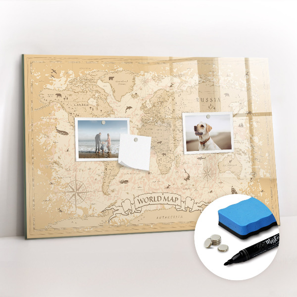 Beschreibbare magnettafel Vintage-Weltkarte