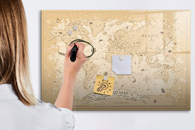 Beschreibbare magnettafel Vintage-Weltkarte