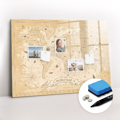 Beschreibbare magnettafel Vintage-Weltkarte