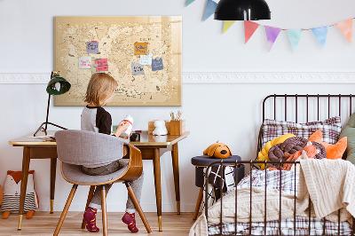 Magnettafel mit Marker Vintage-Weltkarte