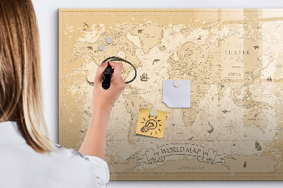Beschreibbare magnettafel Vintage-Weltkarte