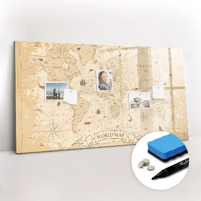Beschreibbare magnettafel Vintage-Weltkarte