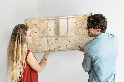 Beschreibbare magnettafel Vintage-Weltkarte