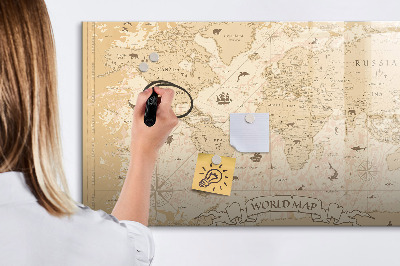Beschreibbare magnettafel Vintage-Weltkarte