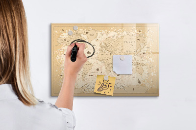 Beschreibbare magnettafel Vintage-Weltkarte