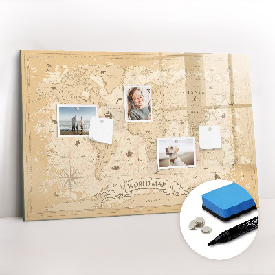 Beschreibbare magnettafel Vintage-Weltkarte