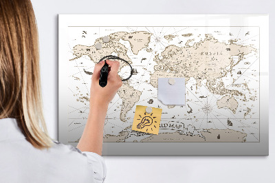 Beschreibbare magnettafel küche Vintage-Weltkarte