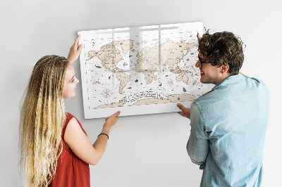 Beschreibbare magnettafel küche Vintage-Weltkarte