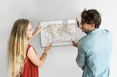 Beschreibbare magnettafel küche Vintage-Weltkarte