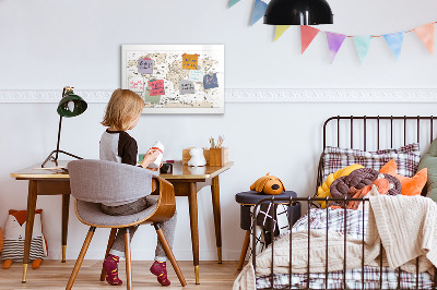 Beschreibbare magnettafel küche Vintage-Weltkarte