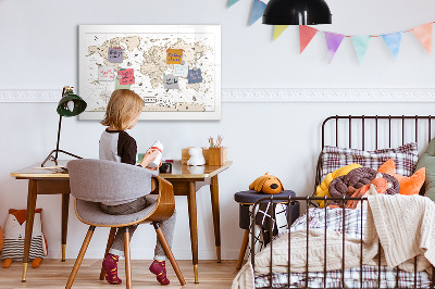 Beschreibbare magnettafel küche Vintage-Weltkarte