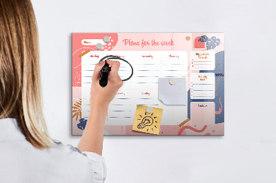 Beschreibbare magnettafel Wochenplaner