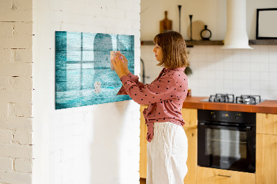 Beschreibbare magnettafel Blaues Altholz