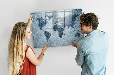 Beschreibbare magnettafel küche Gemalte Weltkarte