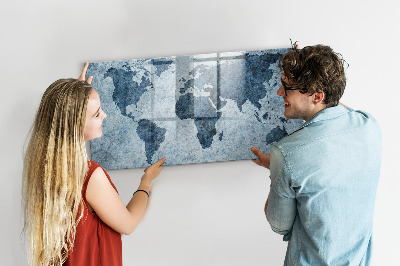 Beschreibbare magnettafel küche Gemalte Weltkarte