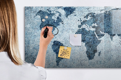 Beschreibbare magnettafel küche Gemalte Weltkarte