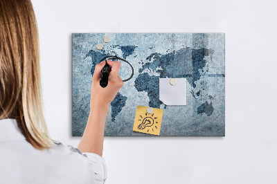 Beschreibbare magnettafel küche Gemalte Weltkarte