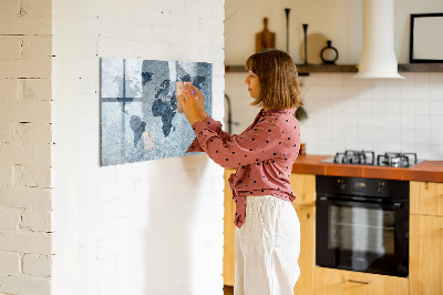 Beschreibbare magnettafel küche Gemalte Weltkarte