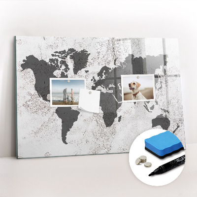 Beschreibbare magnettafel Konkrete Weltkarte