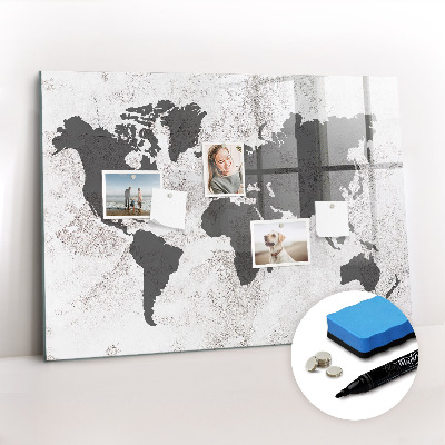 Beschreibbare magnettafel Konkrete Weltkarte