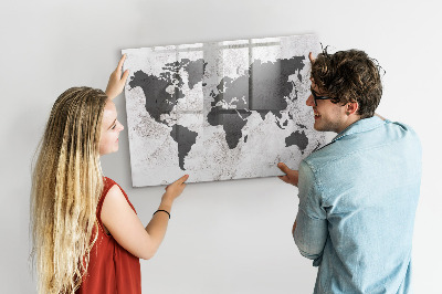 Beschreibbare magnettafel Konkrete Weltkarte