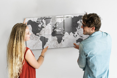 Beschreibbare magnettafel Konkrete Weltkarte