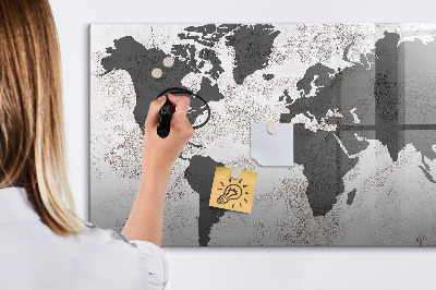 Beschreibbare magnettafel Konkrete Weltkarte