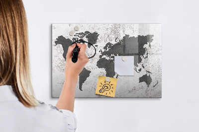Beschreibbare magnettafel Konkrete Weltkarte