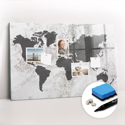 Beschreibbare magnettafel Konkrete Weltkarte