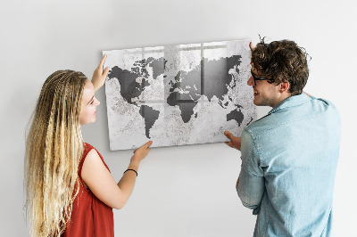 Beschreibbare magnettafel Konkrete Weltkarte