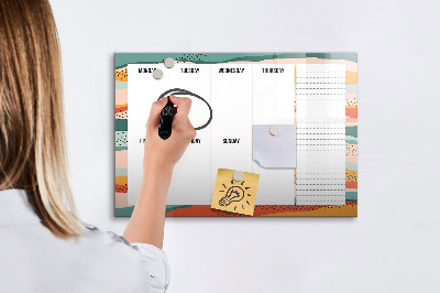 Beschreibbare magnettafel küche Retro-Wochenplaner
