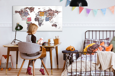 Beschreibbare magnettafel Weltkarte aus Ziegelsteinen