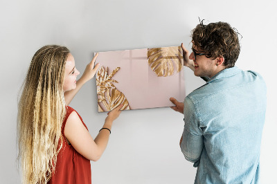 Magnettafel mit Marker Goldene tropische Blätter