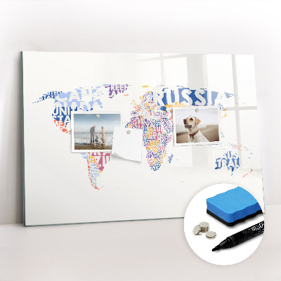 Beschreibbare magnettafel küche Länder auf der Weltkarte