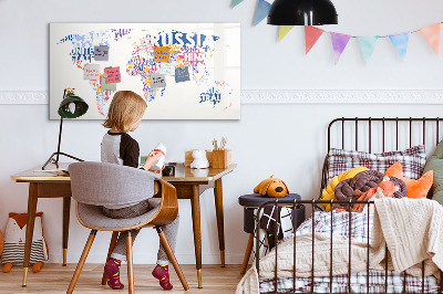 Beschreibbare magnettafel küche Länder auf der Weltkarte