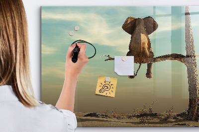 Beschreibbare magnettafel Elefant in einem Baum