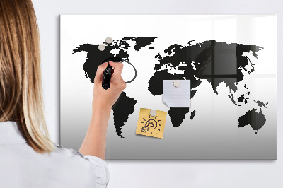 Beschreibbare magnettafel Schwarze Weltkarte