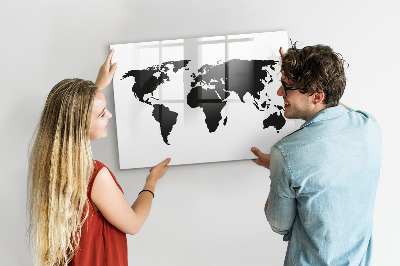 Beschreibbare magnettafel Schwarze Weltkarte