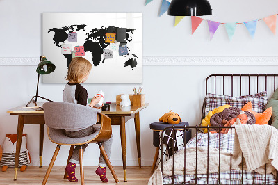 Beschreibbare magnettafel Schwarze Weltkarte