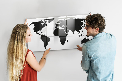Beschreibbare magnettafel Schwarze Weltkarte