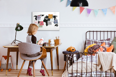 Beschreibbare magnettafel Schwarze Weltkarte