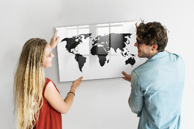 Beschreibbare magnettafel Schwarze Weltkarte