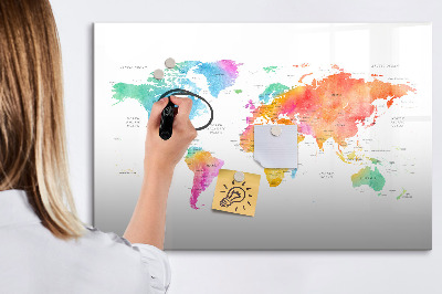 Beschreibbare magnettafel küche Aquarell-Weltkarte