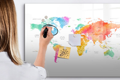 Beschreibbare magnettafel küche Aquarell-Weltkarte
