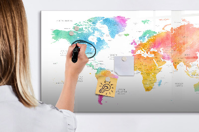 Beschreibbare magnettafel küche Aquarell-Weltkarte